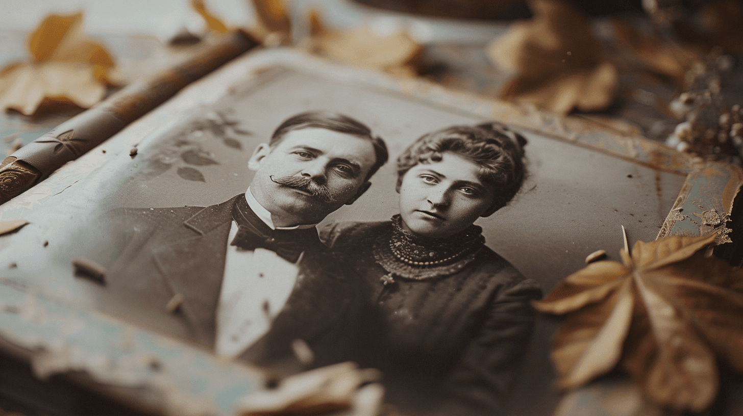 Vintage family photograph being animated with AI technology